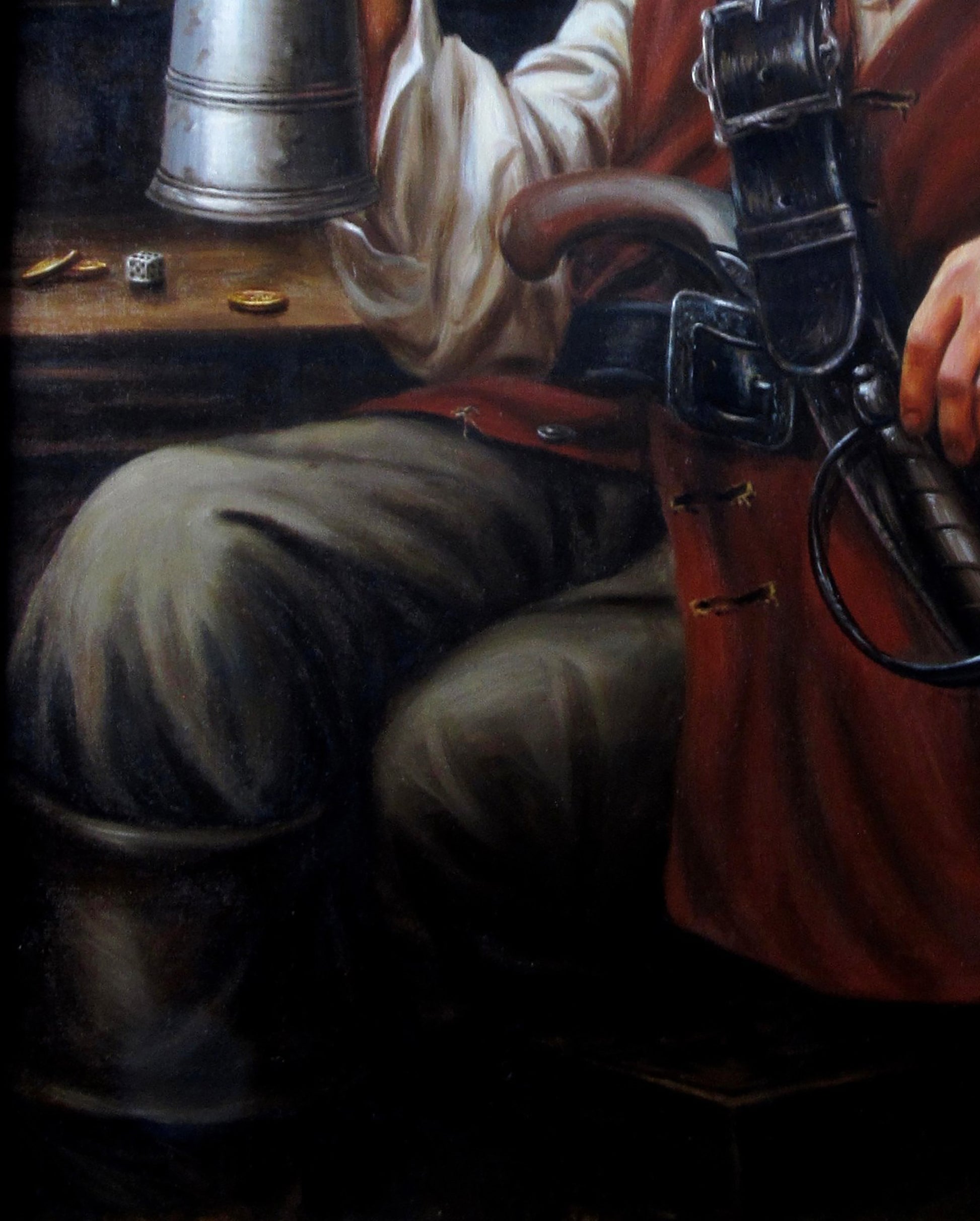Oil painting of ornate black pistol by Valeriy Bulat, The same path