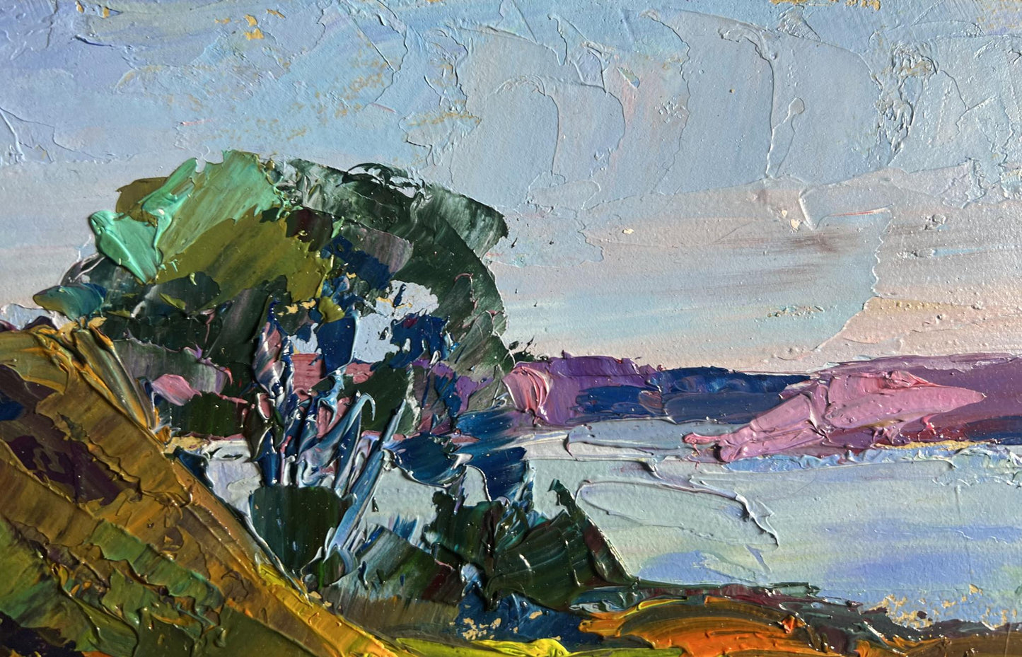 Oil painting The road to the river by Boris Serdyuk, textured landscape