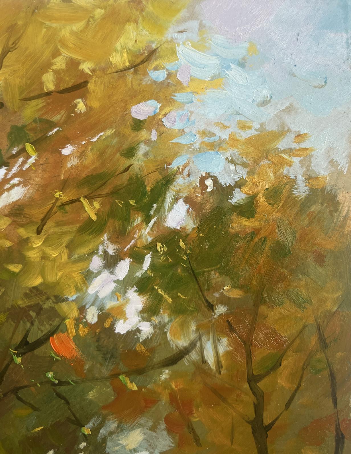 Oil painting Walking in the autumn city park by Yuriy Suprunchuk