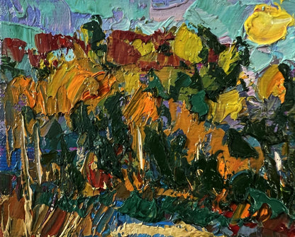 Vibrant impressionist oil painting Evening boat ride by Oksana Ivanyuk