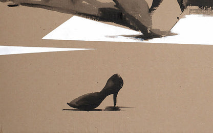 Abstract black high-heeled shoe painting by Dima Filatov