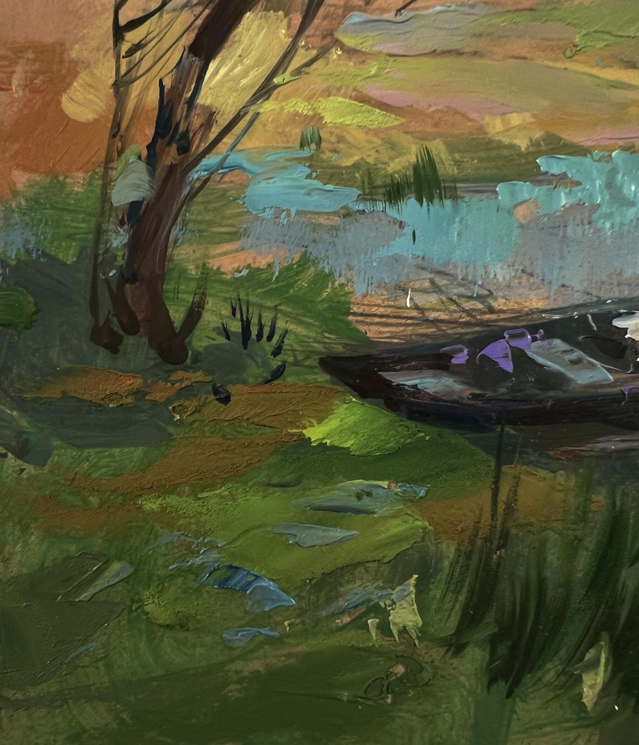 Oil painting of River near the village by Yuriy Suprunchuk