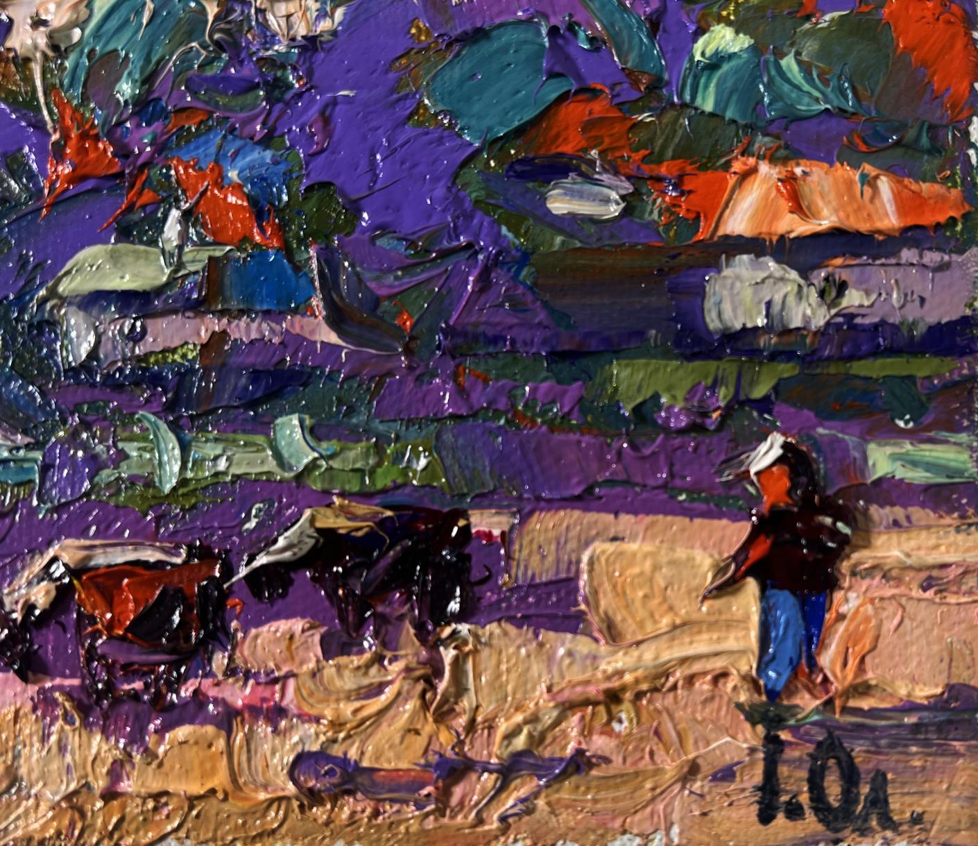 Vibrant impressionist oil painting Evening bell floats over the village by Oleksiy Ivanyuk