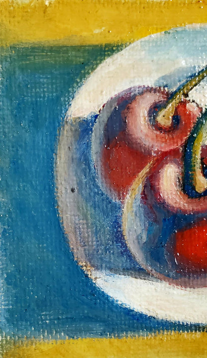 Oil painting Cherries by the sea by Daniil Litvinov vibrant abstract artwork