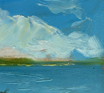 Oil painting Fresh summer wind by Yuriy Suprunchuk serene sky clouds turquoise water