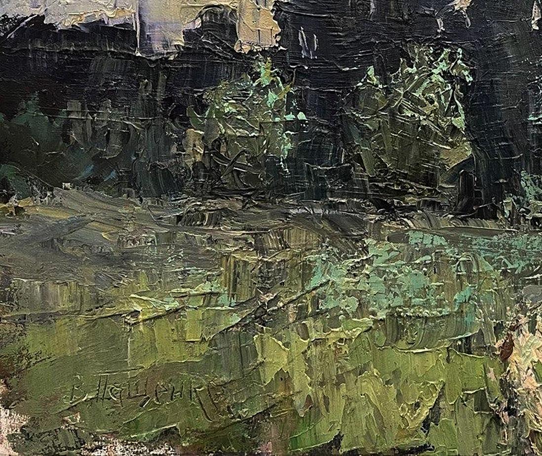 Oil painting May forest by Volodymyr Pashchenko, textured green landscape