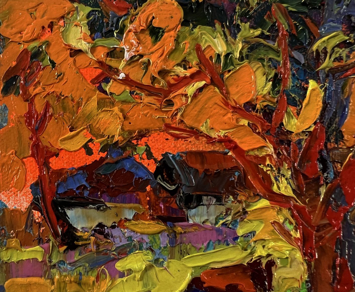 Vibrant impressionist oil painting The sun is setting by Oksana Ivanyuk