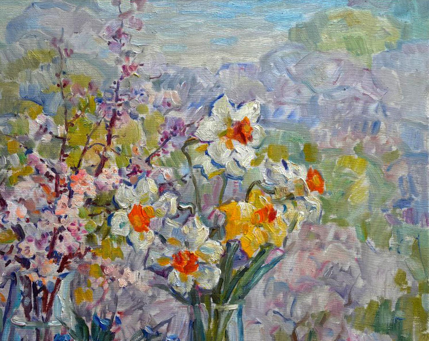 Vibrant impressionist oil painting Morning light and petals by Ivan Kovalenko