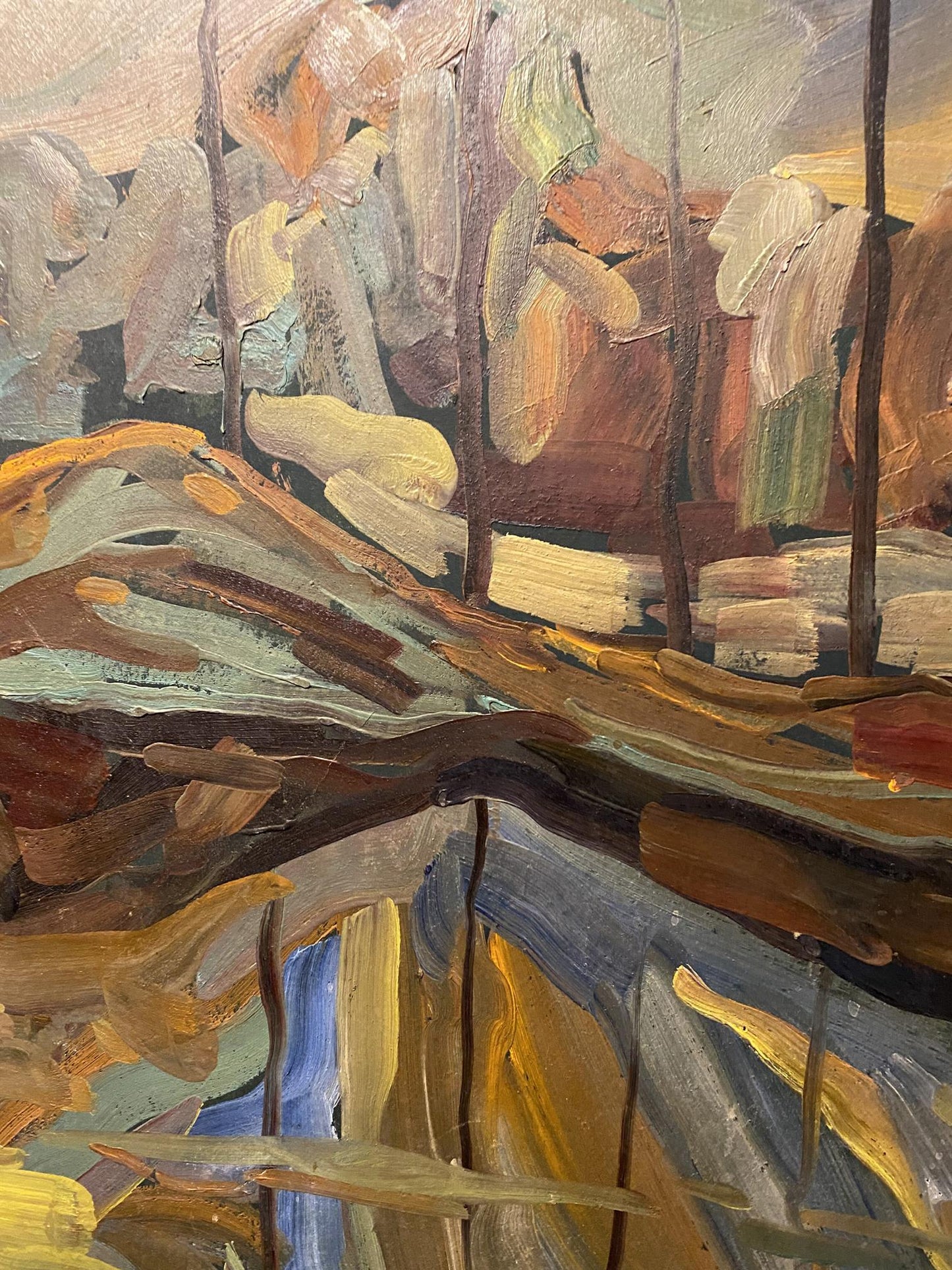 Oil painting Study in the Fog by Mykola Reznik, abstract textured landscape