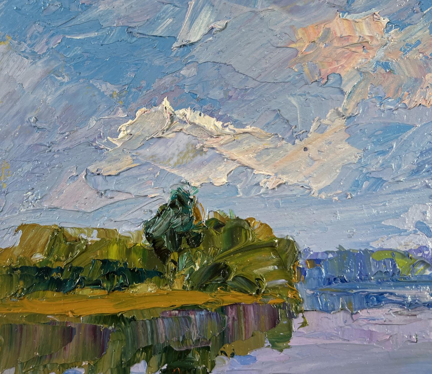 Impressionistic oil painting Where the river whispers to the grass by Boris Serdyuk