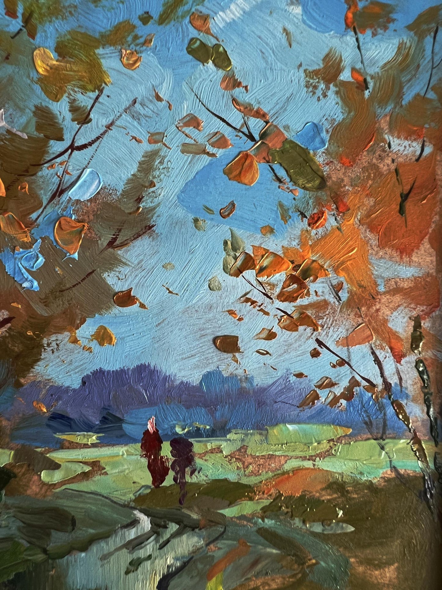 Oil painting Path in the field by Yuriy Suprunchuk, autumn walkers