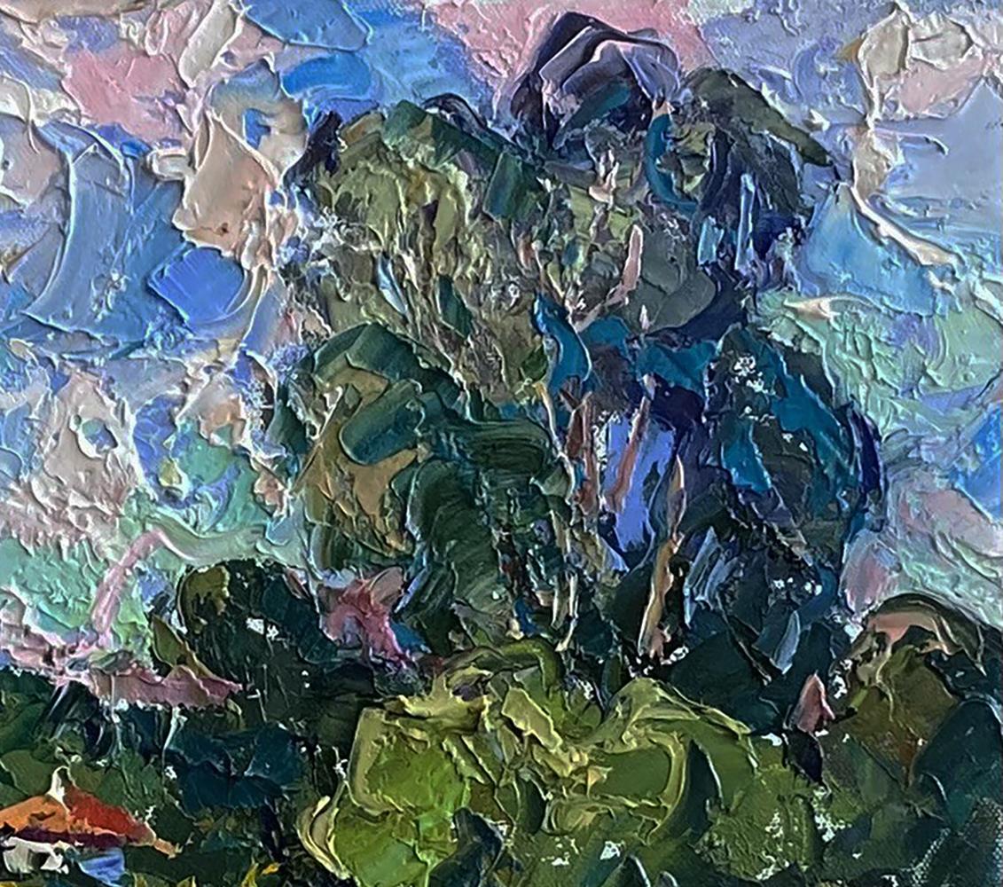 Impressionistic oil painting of sunflower field by Oleksiy Ivanyuk
