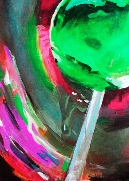 Vibrant green Chupa Chups lollipop oil painting by Ed Potapenkov