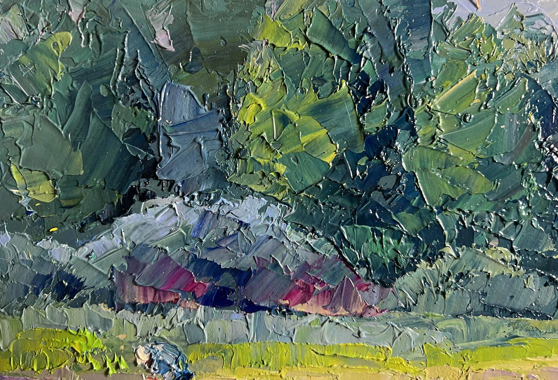Textured impressionist oil painting Preparing for winter by Boris Serdyuk