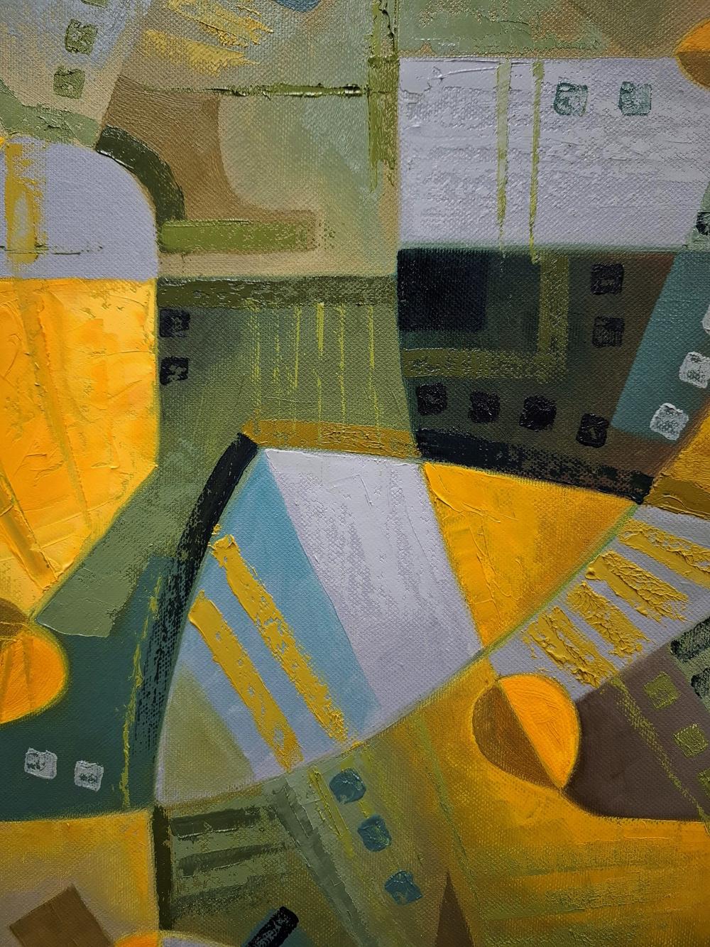 Oil painting October wind by Sergiy Voichenko with bold geometric shapes