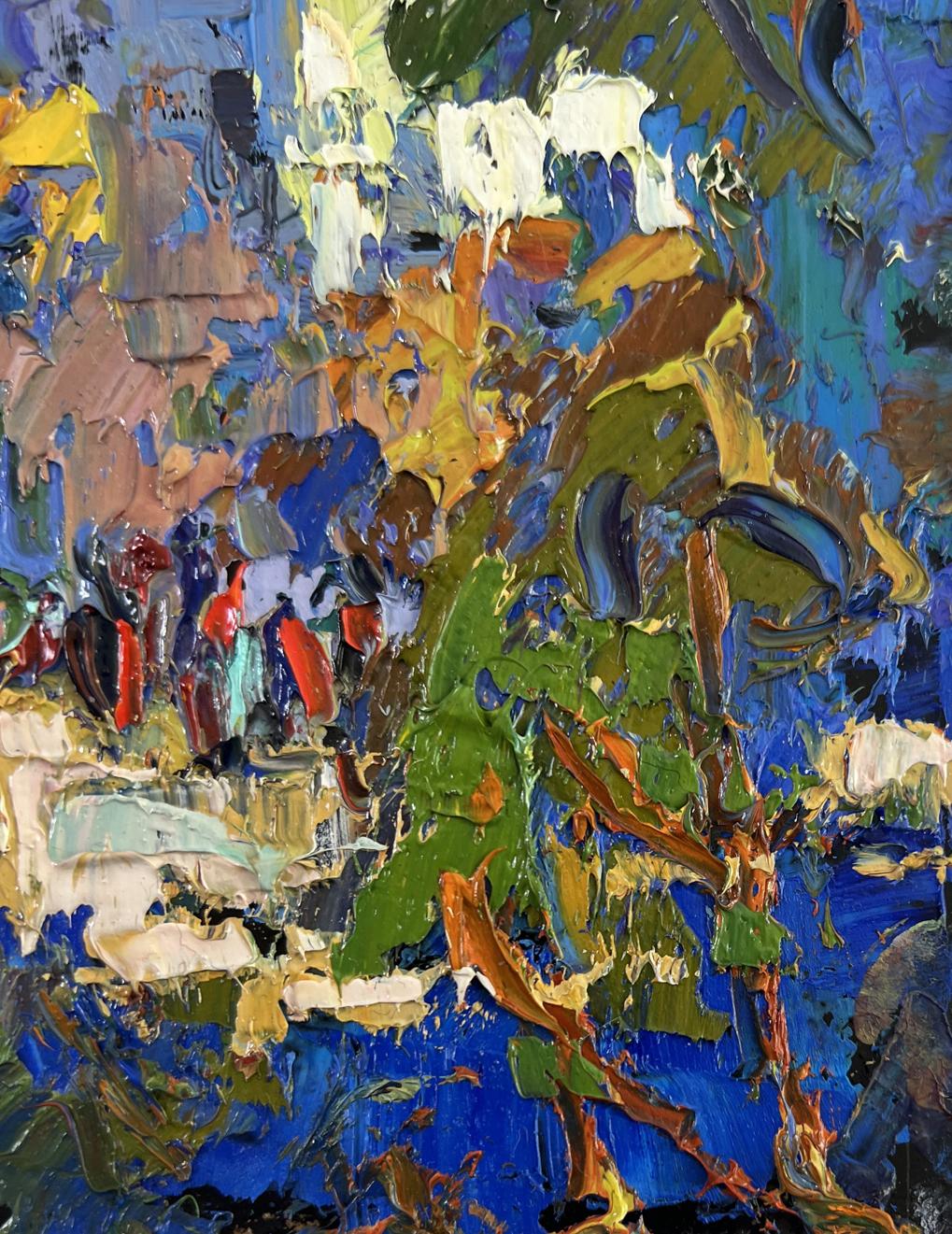 Vibrant oil painting of church in natures embrace by Oksana Ivanyuk