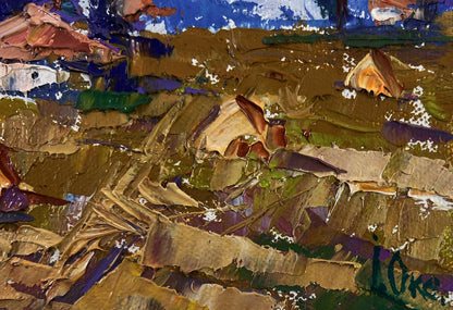 Textured impasto oil painting A ray of sunshine in smile of nature by Oksana Ivanyuk