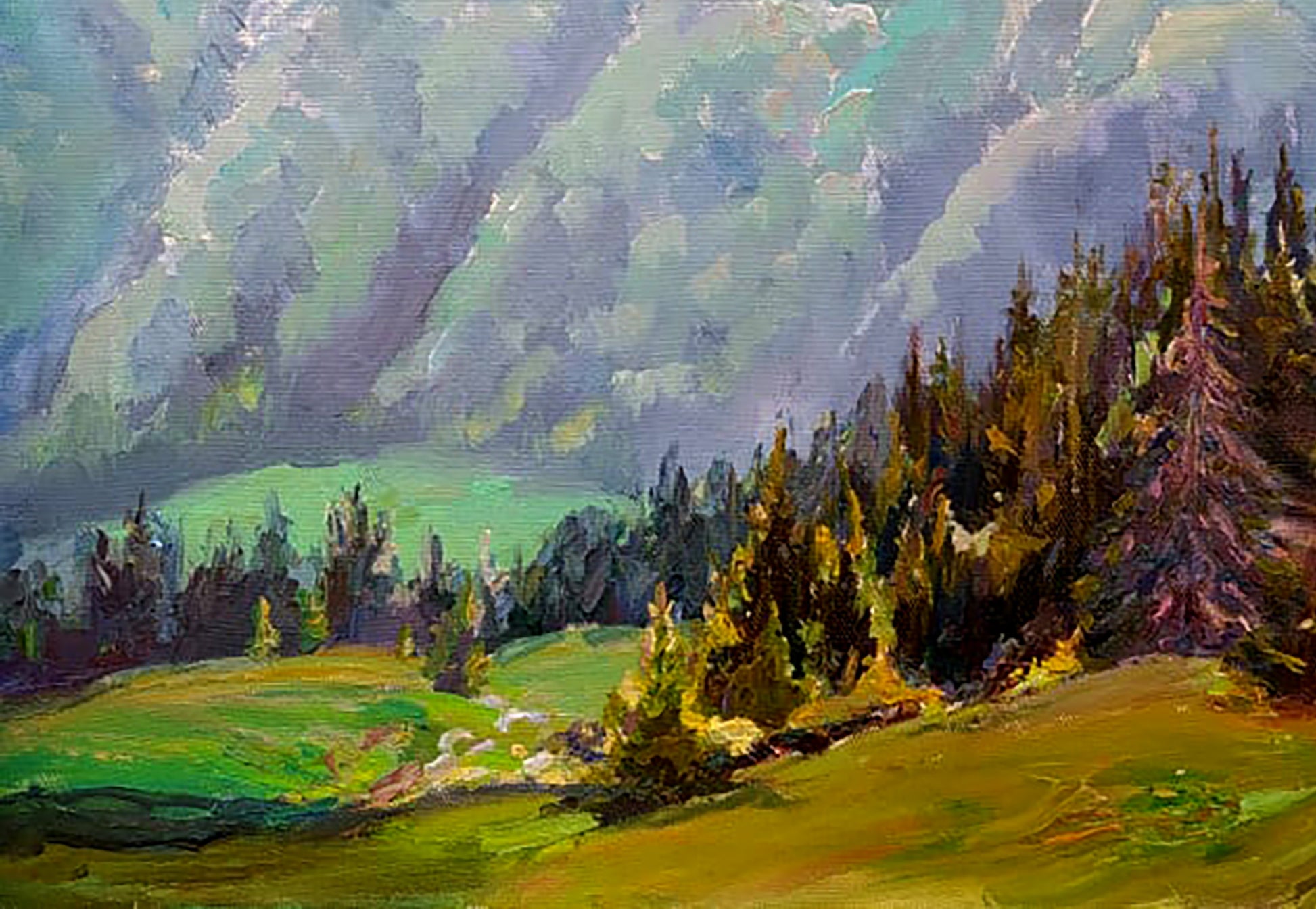 Oil painting The majesty of the forest mountains by Leonid Pavlenko