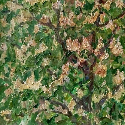 Textured oil painting of Chestnut blossoms by Leonid Pavlenko