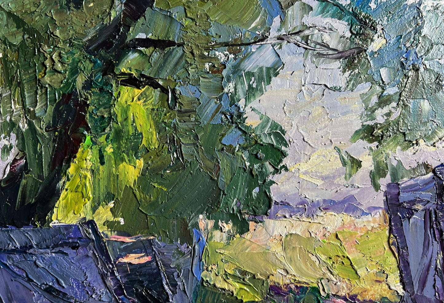 Oil painting The Beginning of a Summer Day by Boris Serdyuk foliage scene
