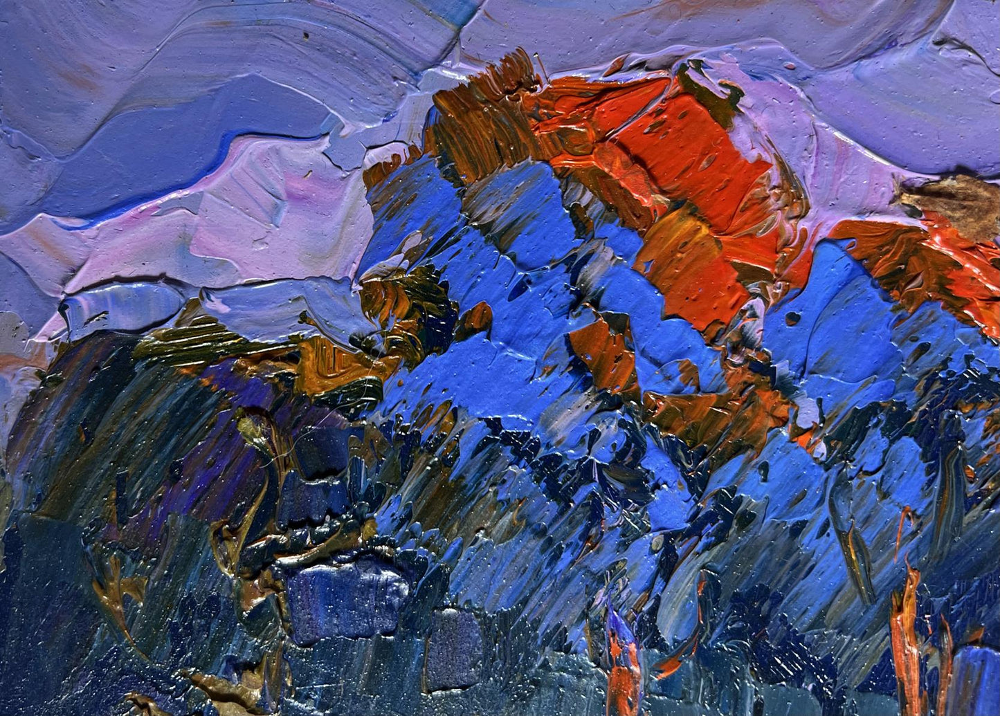 Vibrant impressionist mountain landscape by Oksana Ivanyuk, oil painting