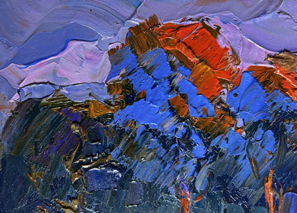 Vibrant impressionist mountain landscape by Oksana Ivanyuk, oil painting