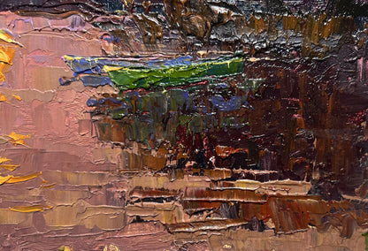 Textured impasto oil painting Monthly Reflection by Oksana Ivanyuk