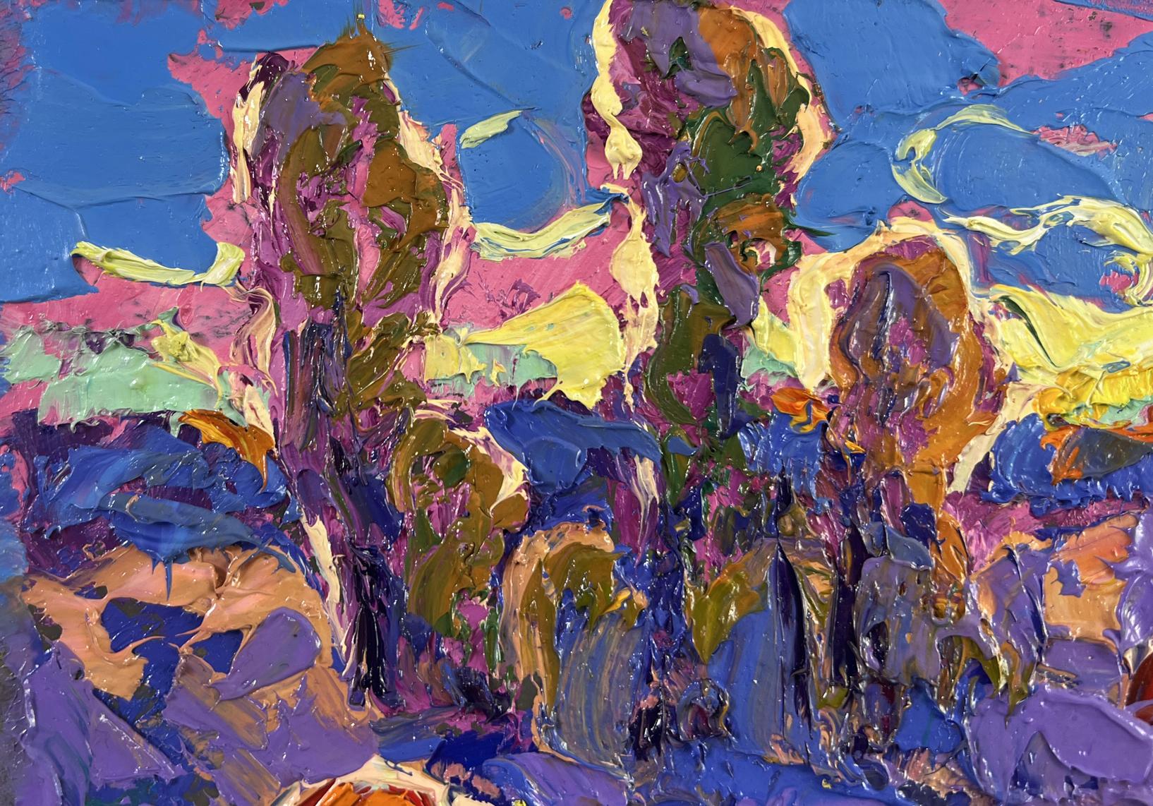 Vibrant abstract oil painting In the blue distance of dreams by Oleksiy Ivanyuk