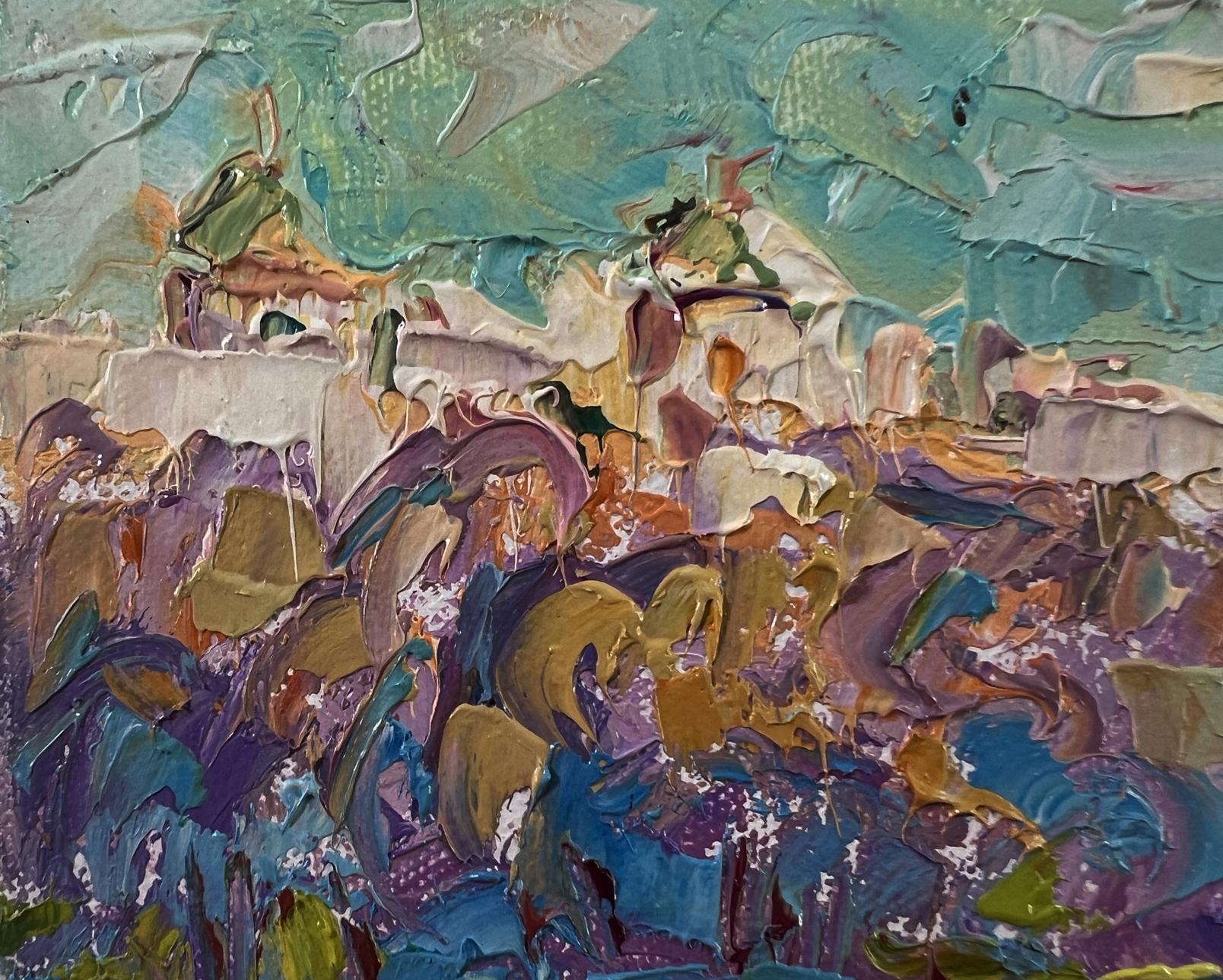 Oil painting A walk outside the village by Oleksiy Ivanyuk impasto textures
