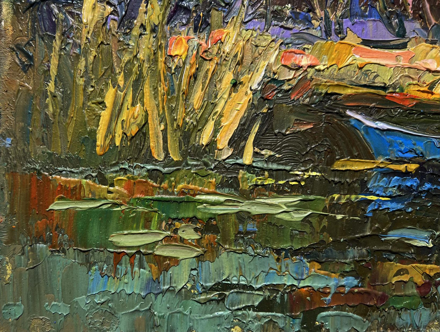 Vibrant impressionist oil painting I swim to the river bank by Oleksiy Ivanyuk