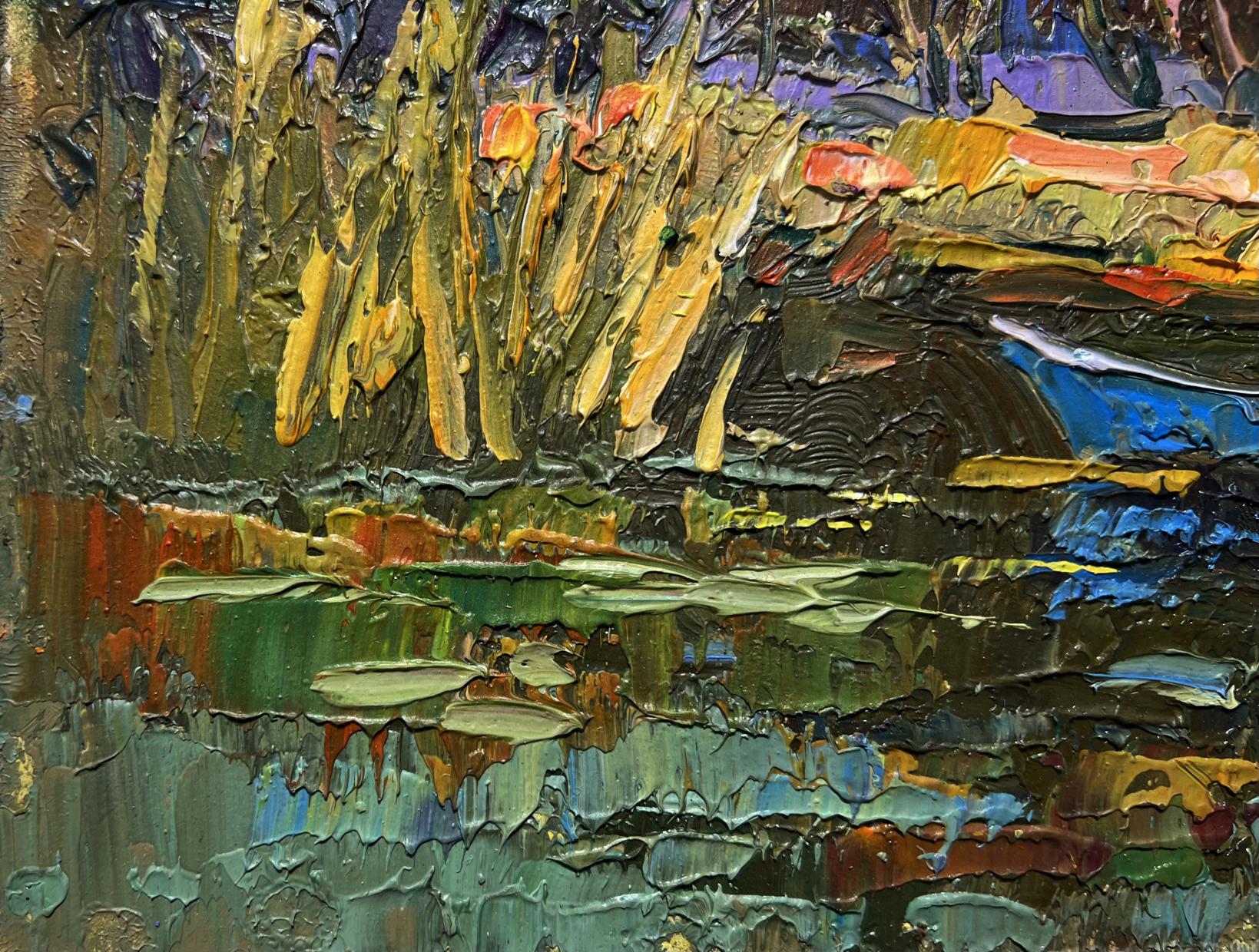 Vibrant impressionist oil painting I swim to the river bank by Oleksiy Ivanyuk