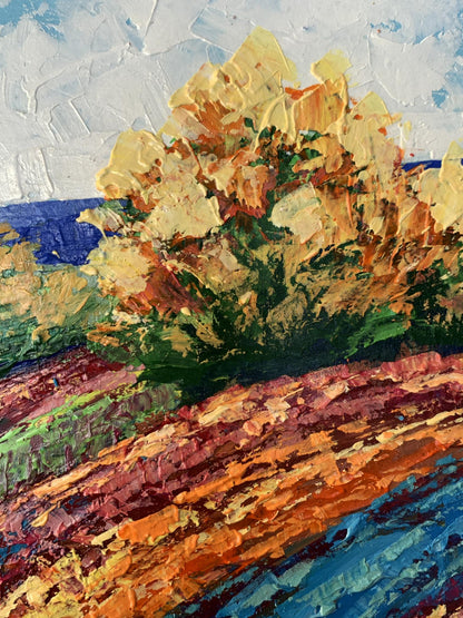 Vibrant oil painting Autumn days in the mountains by V. Zadorozhnya