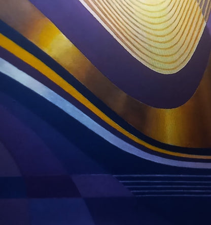 Oil painting Gold Ribbon by Alexander Strashevich, abstract gold and purple bands