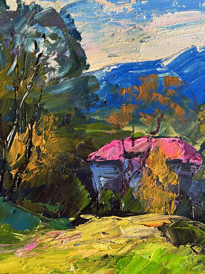 Oil painting The House with the Pink Roof by Boris Serdyuk