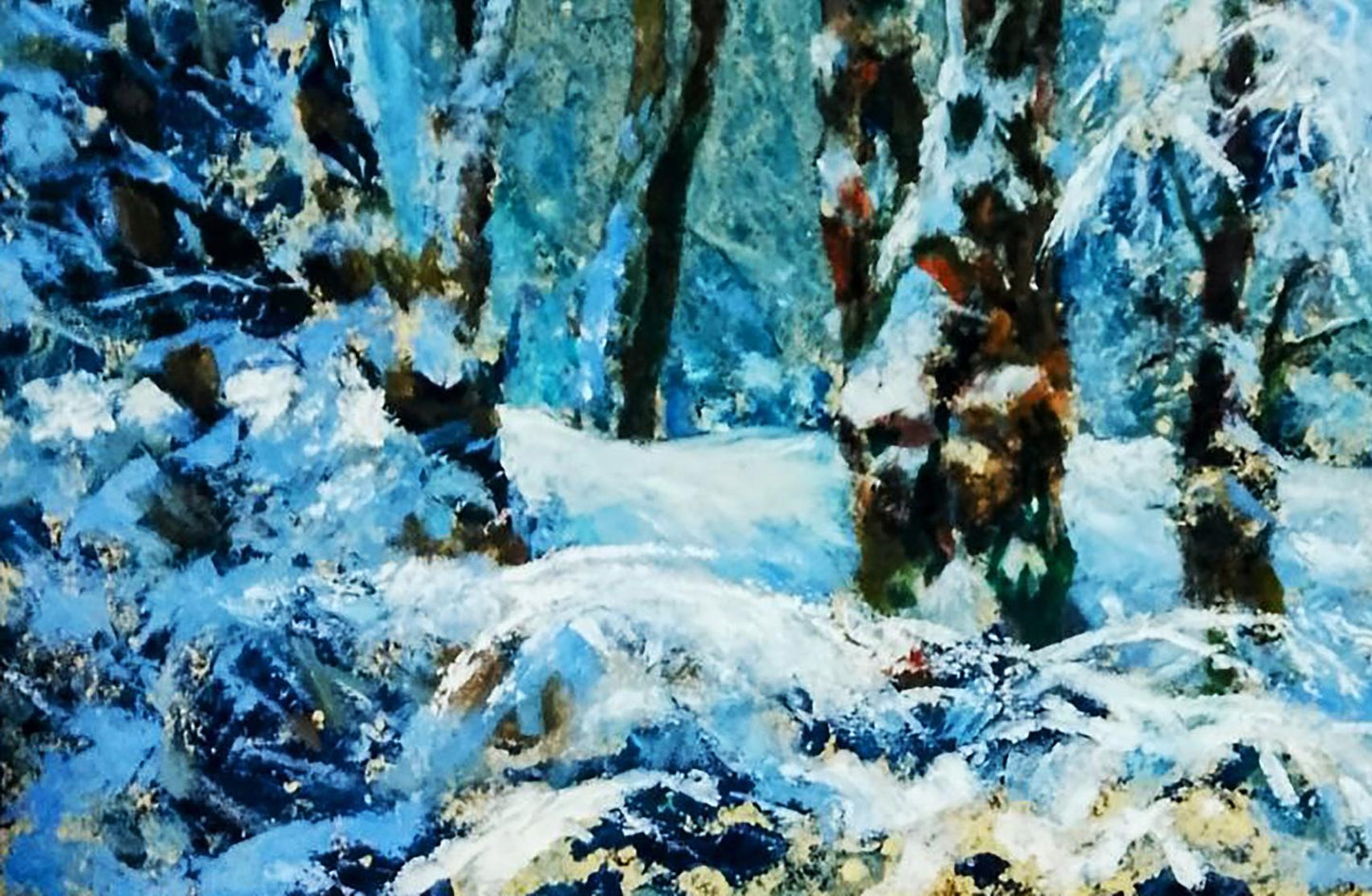 Oil painting of snowy forest by Vitaly Duhnevich