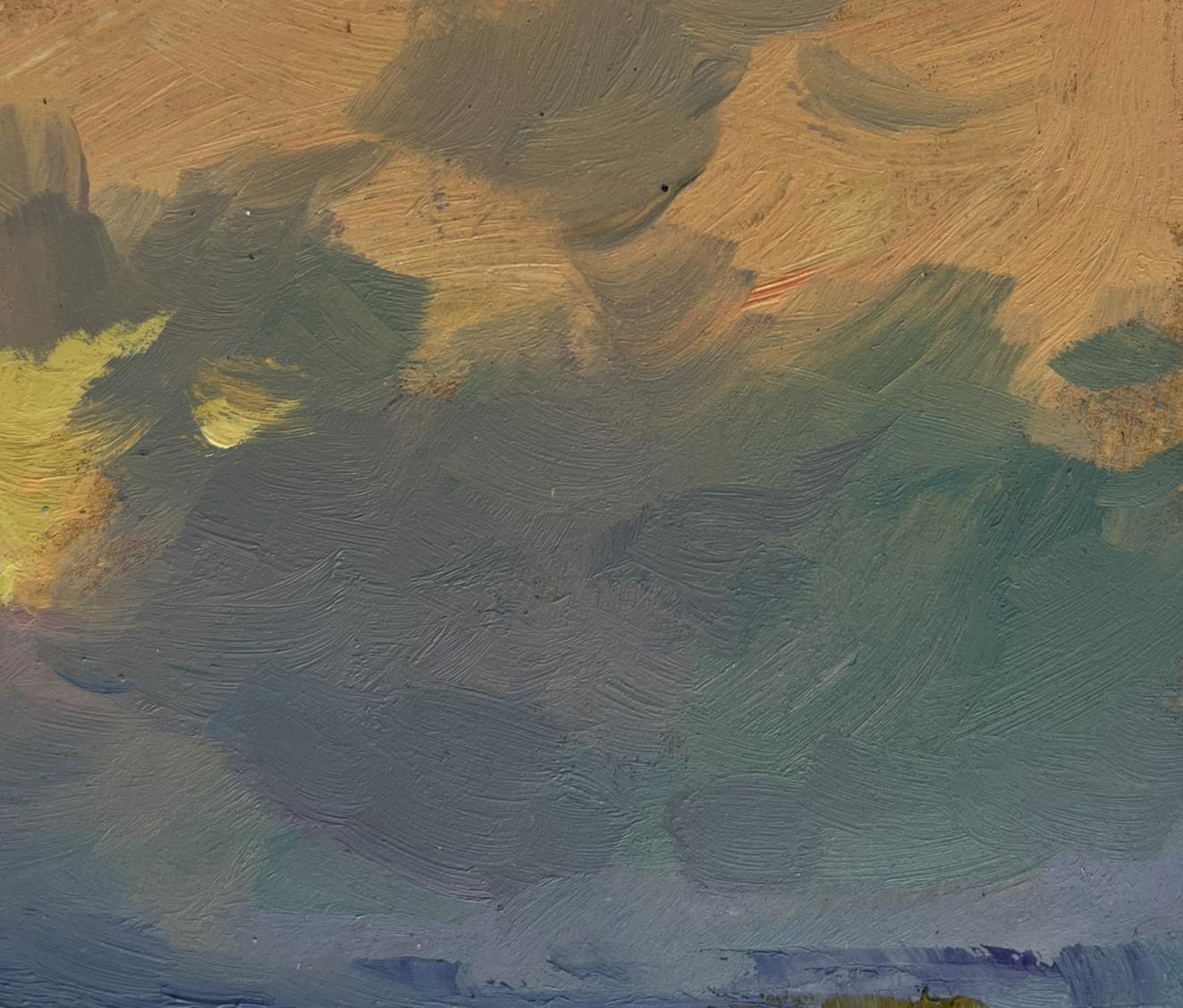 Textured oil painting The sun says goodbye to the horizon by Yuriy Suprunchuk