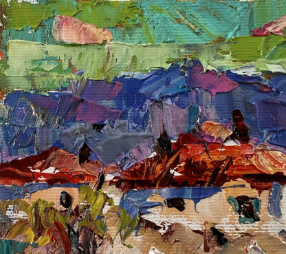 Vibrant Oleksiy Ivanyuk oil painting Village Memories in bold textured strokes