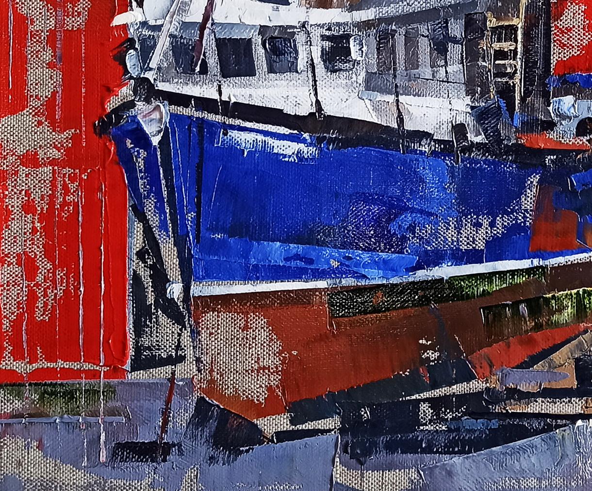 Vibrant oil painting The ship is under repair by Volodymyr Gluhomanyuk
