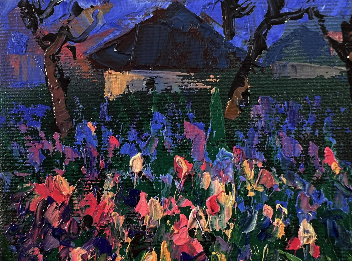Vibrant impressionist oil painting Flowers in the village by Oleksiy Ivanyuk