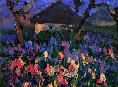 Vibrant impressionist oil painting Flowers in the village by Oleksiy Ivanyuk