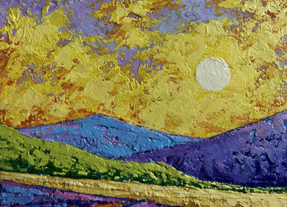Oil painting The suns rays glide across the meadows by V. Zadorozhnya