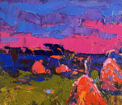 Vibrant Evening Silence in the Field oil painting by Oksana Ivanyuk