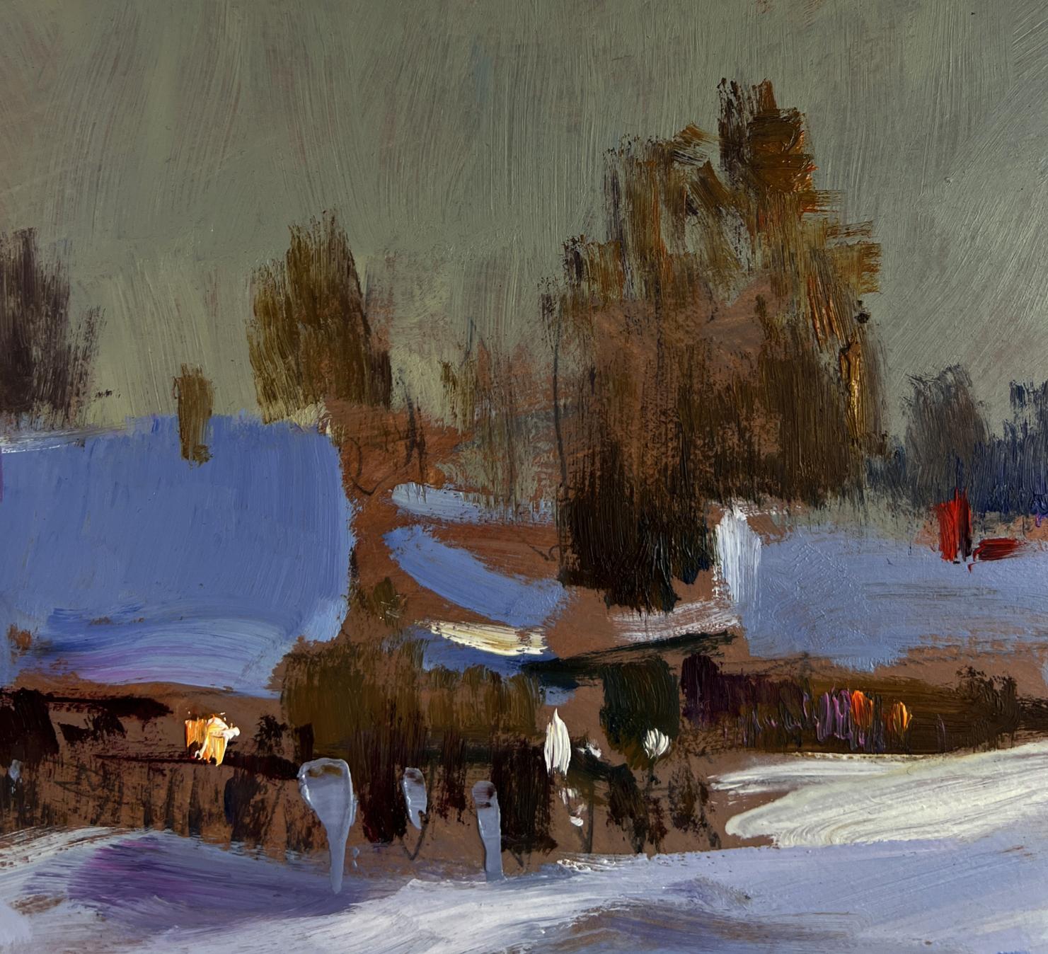 Large oil painting of textured winter snow drifts by Yuriy Suprunchuk