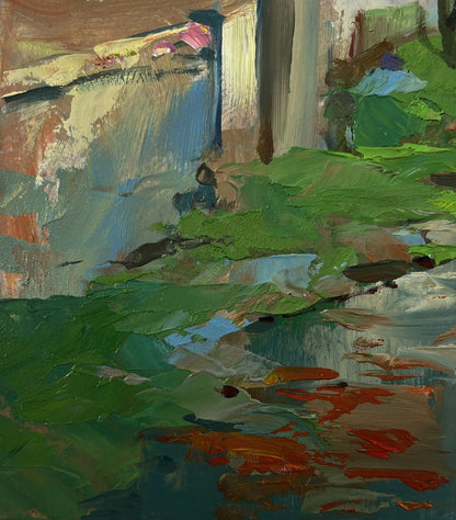Impressionistic oil painting of village stream by Yuriy Suprunchuk