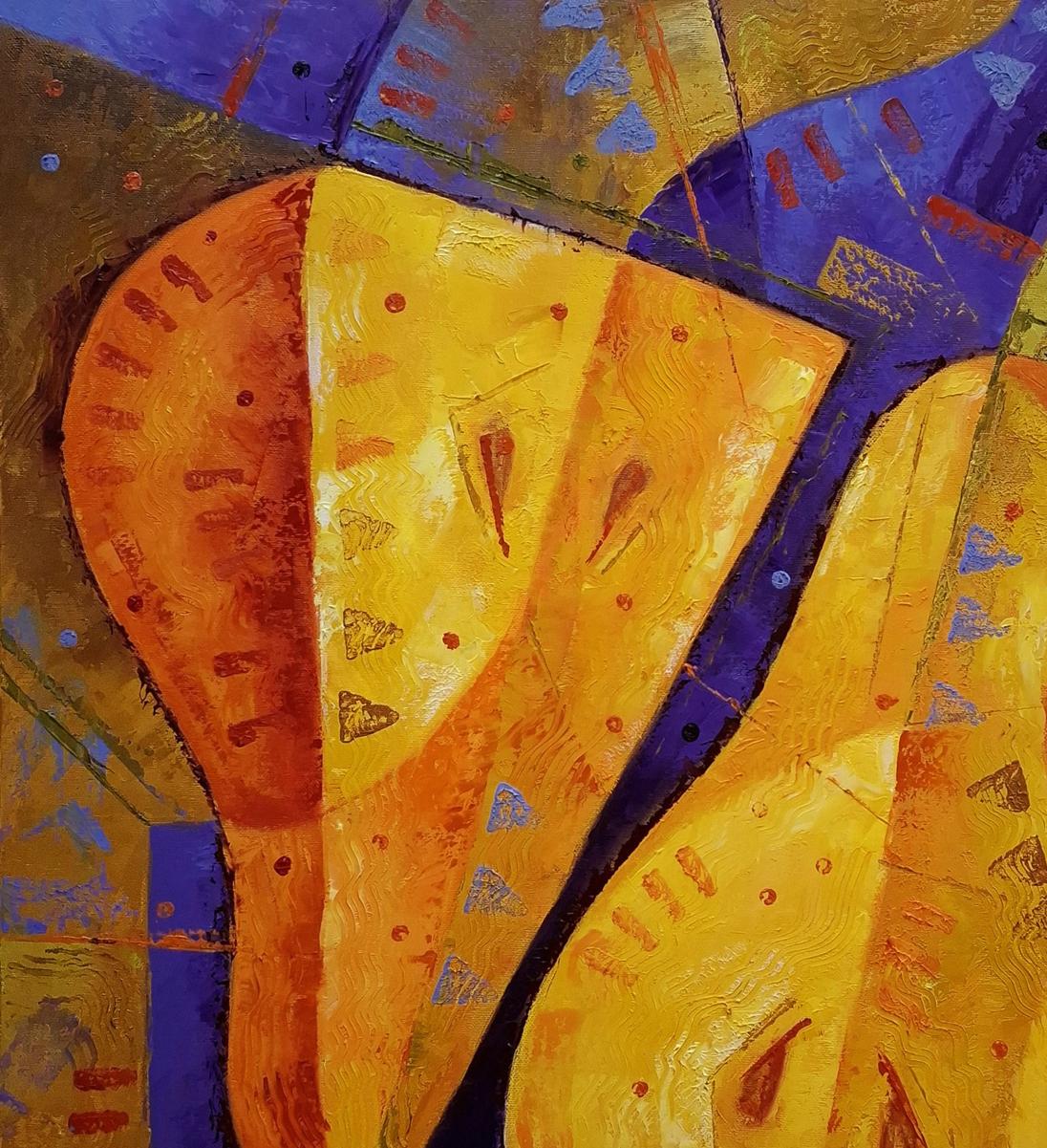 Vibrant oil painting Still life with pears by Sergiy Voichenko