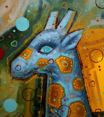 Oil painting The giraffe is walking Sergey Voichenko