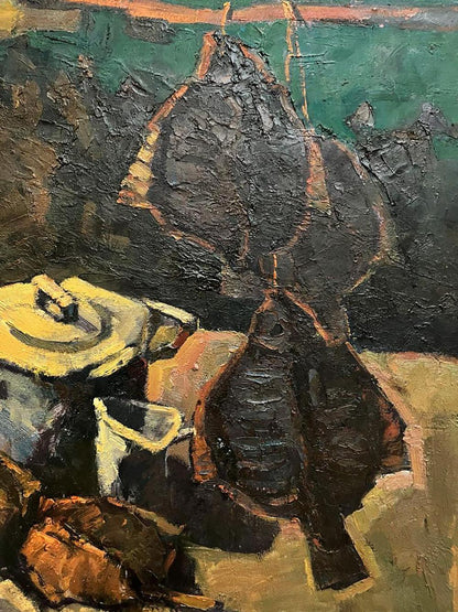 Oil painting Evening Still Life by Oleksandr Andreev, textured dark abstract