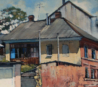 Oil painting Quiet streets of the city by Oksana Osnach watercolor house