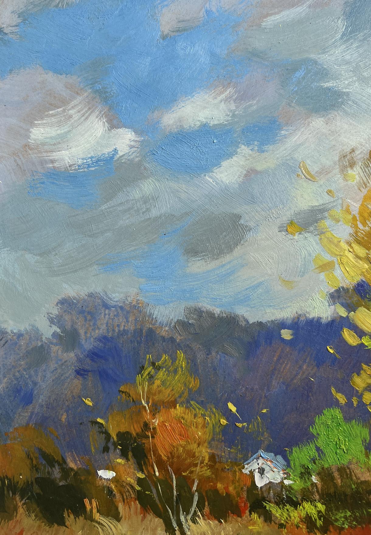 Vibrant impressionist oil painting of autumn meadow steps by Yuriy Suprunchuk
