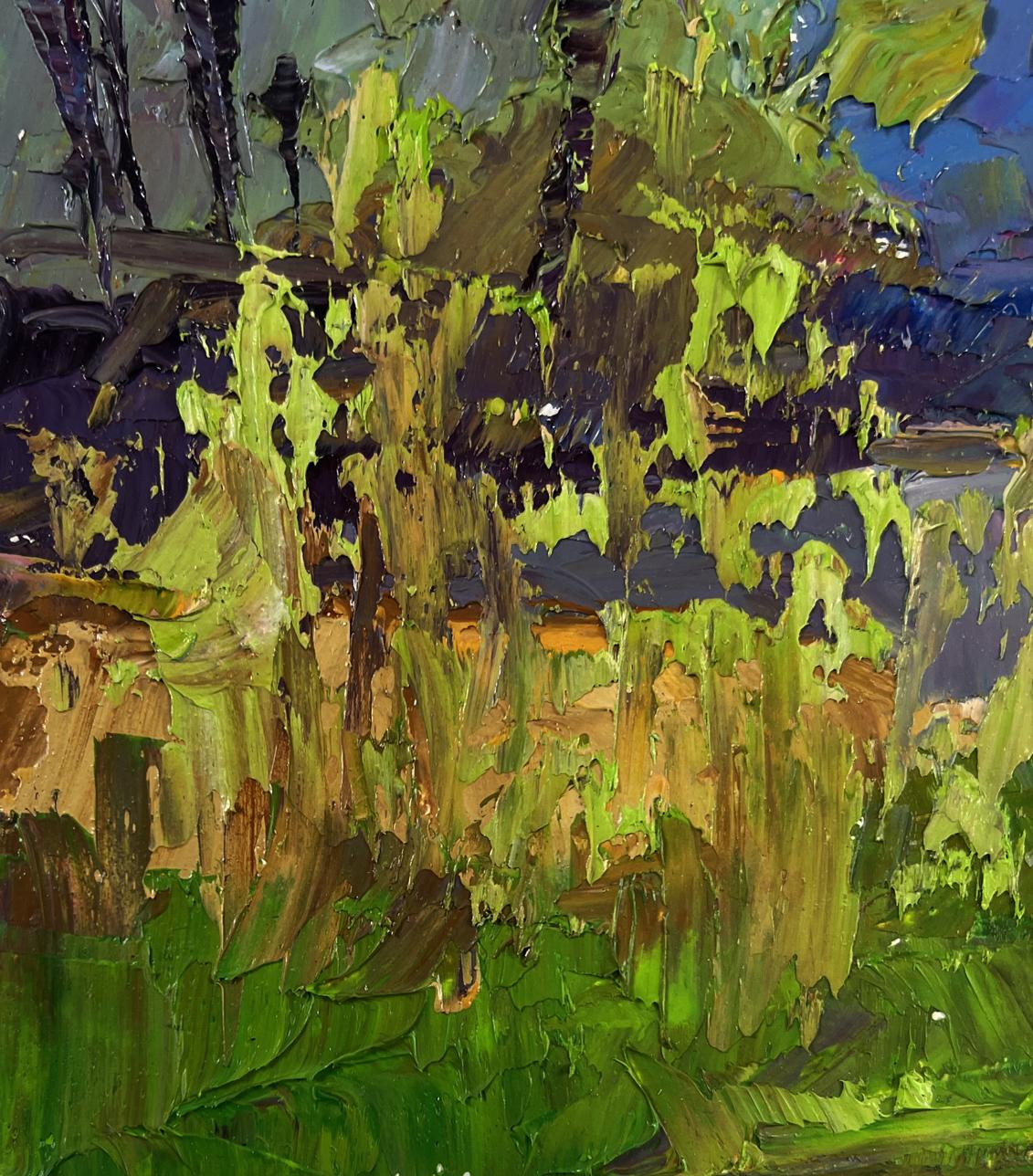 Vibrant impressionist oil painting Morning walk along the river by Boris Serdyuk